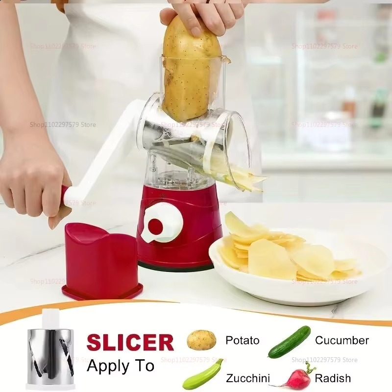 3-in-1 Rotary Vegetable Slicer & Manual Cheese Grater