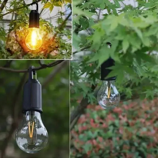 Fast-Charging Portable LED Bulb Light – USB Rechargeable Camping Lantern with Carabiner Hook