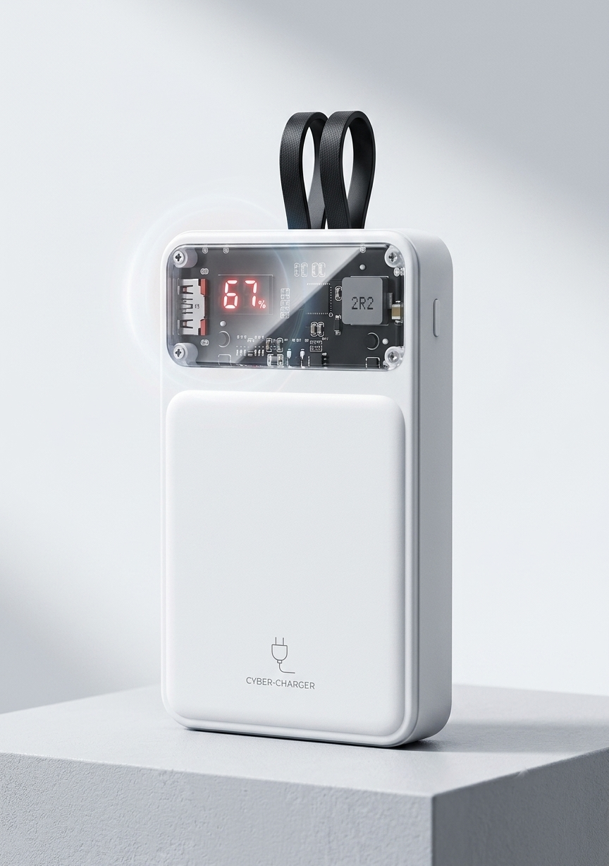 66W 20,000mAh Fast Charging Power Bank with Built-in Cables & LED Display